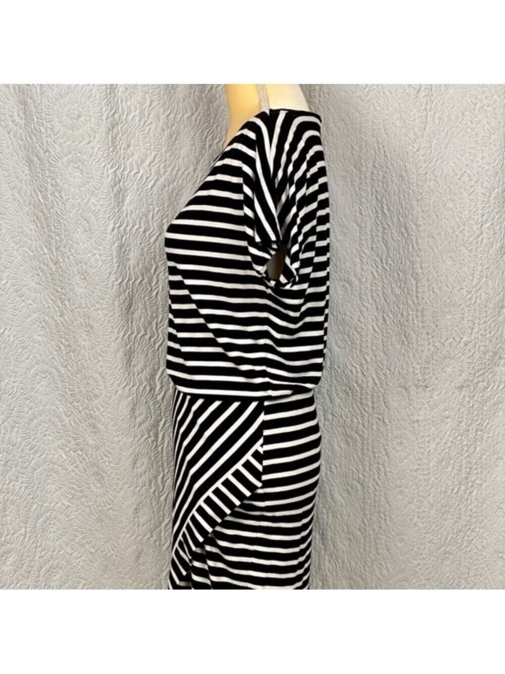 White House Black Market Stripe Wrap Skirt Asymmetrical Dress - Picture 6 of 13